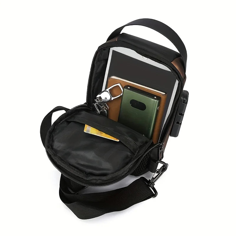 Elevate Your Everyday Style with the Stylish Men's Sling Bag - Durable Oxford Fabric Crossbody Chest Pack with Convenient Phone Pocket and Secure Zip Closure