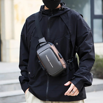 Elevate Your Everyday Style with the Stylish Men's Sling Bag - Durable Oxford Fabric Crossbody Chest Pack with Convenient Phone Pocket and Secure Zip Closure