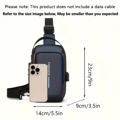 Elevate Your Everyday Style with the Stylish Men's Sling Bag - Durable Oxford Fabric Crossbody Chest Pack with Convenient Phone Pocket and Secure Zip Closure