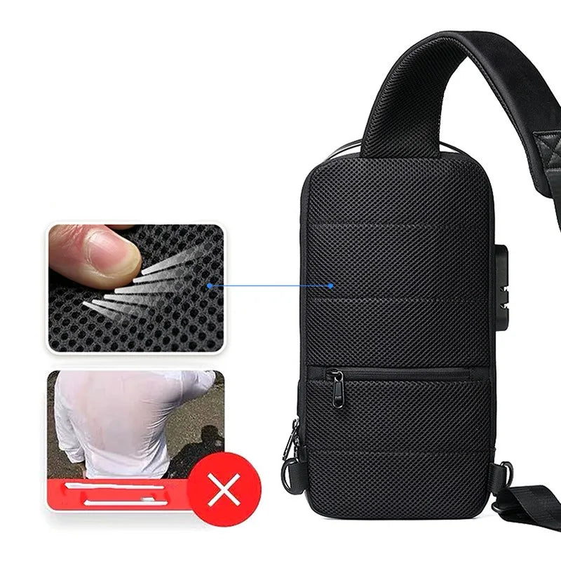 Stay Stylish and Secure with the Men’s USB Charging Anti-Theft Crossbody Bag – Waterproof Oxford Waist Pack for Your Adventures!