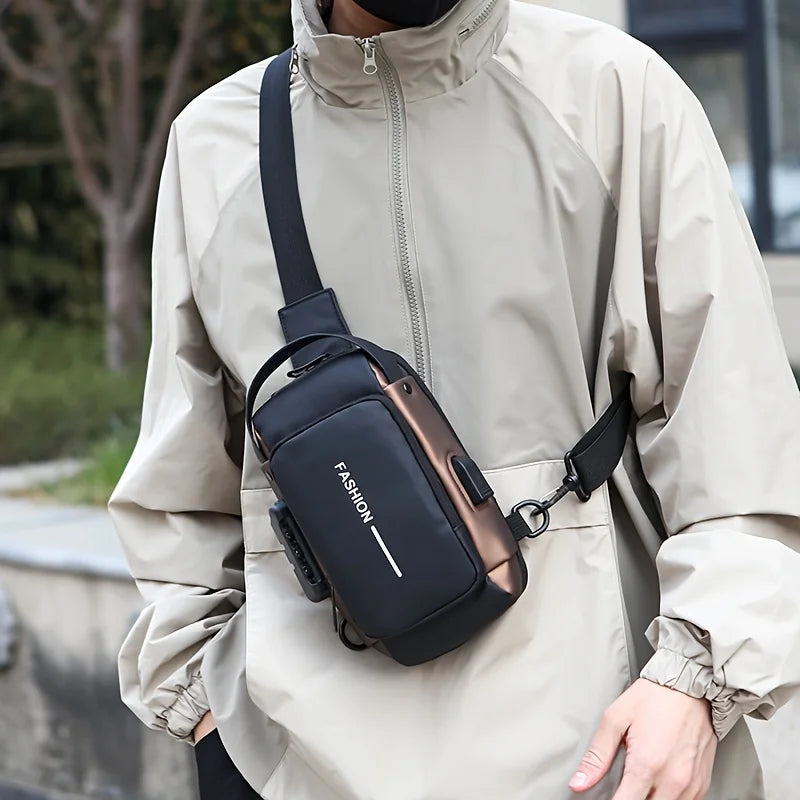 Elevate Your Everyday Style with the Stylish Men's Sling Bag - Durable Oxford Fabric Crossbody Chest Pack with Convenient Phone Pocket and Secure Zip Closure