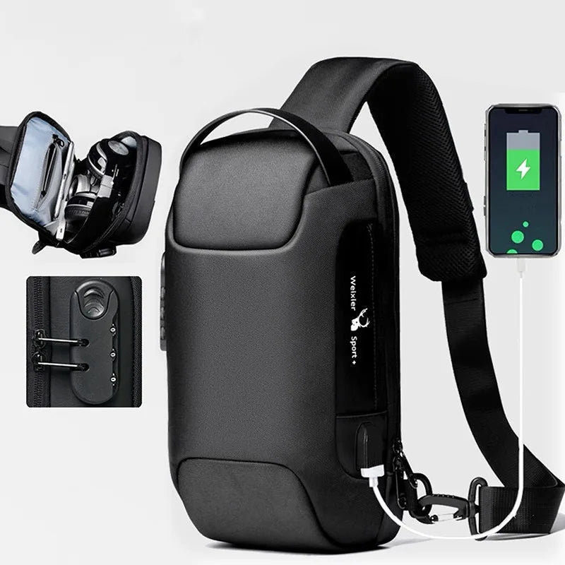 Stay Stylish and Secure with the Men’s USB Charging Anti-Theft Crossbody Bag – Waterproof Oxford Waist Pack for Your Adventures!